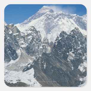 Pegatina Cuadrada Nepal, Himalayas, vista del Monte Everest desde Go