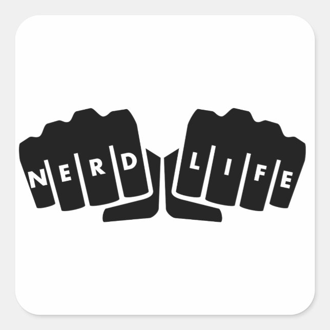 Pegatina Cuadrada Nerd Life Knuckle Tattoo (Anverso)