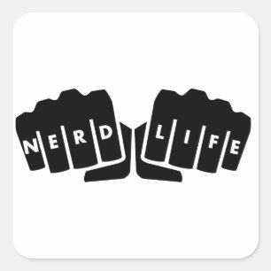 Pegatina Cuadrada Nerd Life Knuckle Tattoo