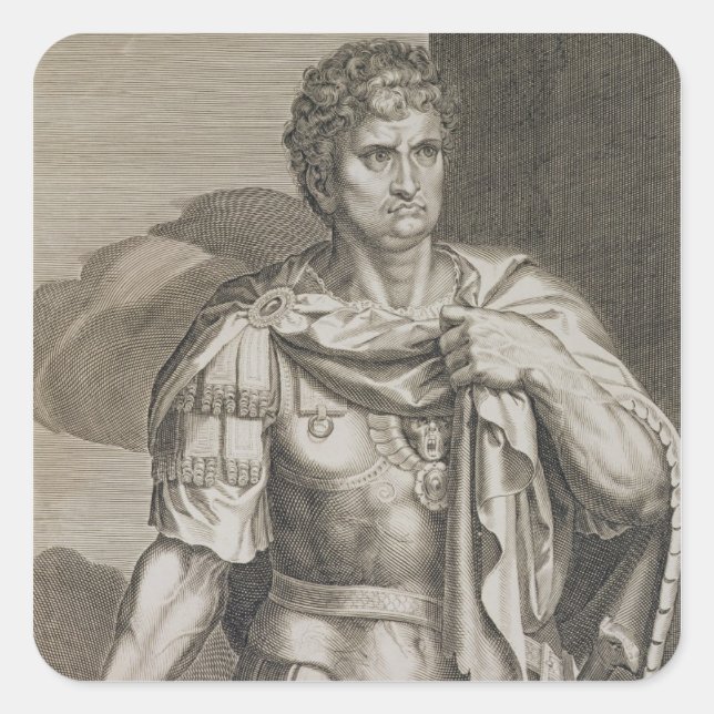 Pegatina Cuadrada Nero Claudius Caesar Emperador de Roma 54-68 AD en (Anverso)