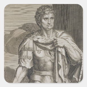 Pegatina Cuadrada Nero Claudius Caesar Emperador de Roma 54-68 AD en