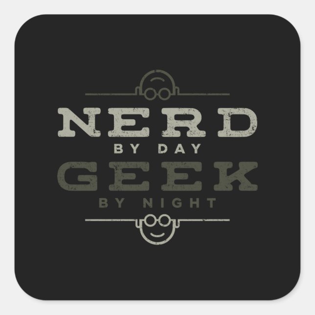 Pegatina Cuadrada Nerviado por Day Geek por noche (Anverso)