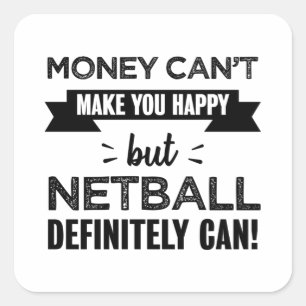 Pegatina Cuadrada Netball te hace feliz regalo gracioso