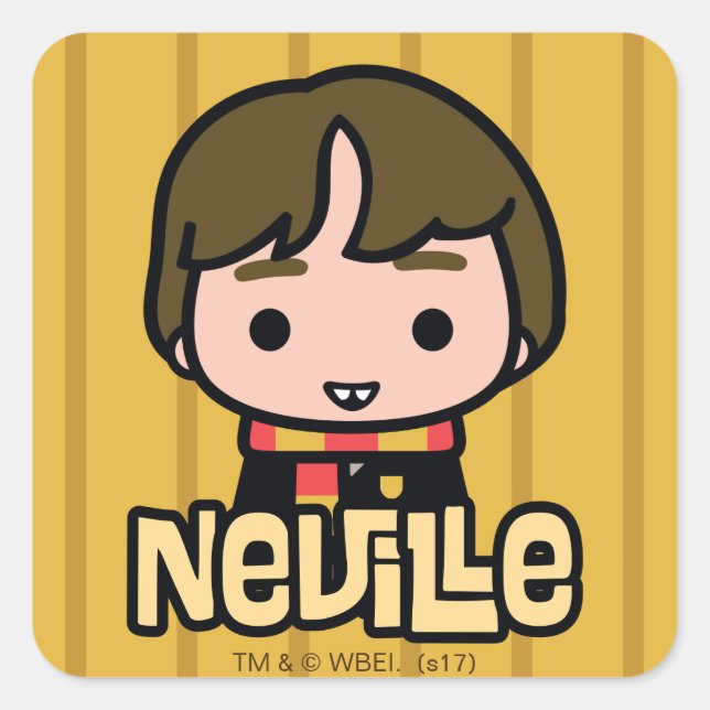 Pegatina Cuadrada Neville Longbottom Cartoon Character Art (Anverso)