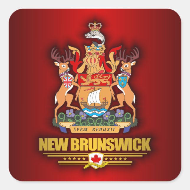 Pegatina Cuadrada New Brunswick COA (Anverso)