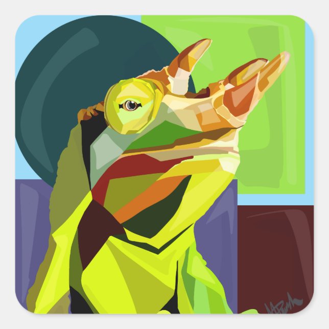 Pegatina Cuadrada New Cham On The Block—Jackson’s Chameleon  (Anverso)