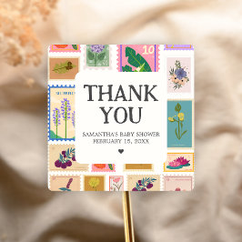 Pegatina Cuadrada New Chapter Baby Shower 