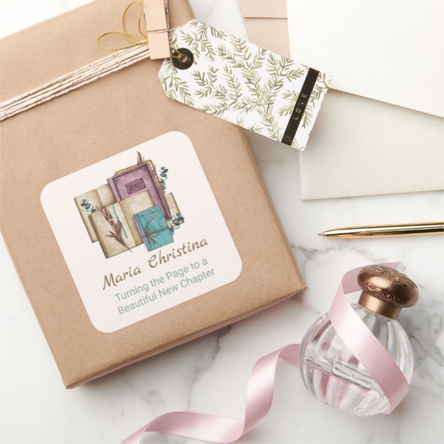 Pegatina Cuadrada New Chapter Begins Floral New Beginnings (Regalar)