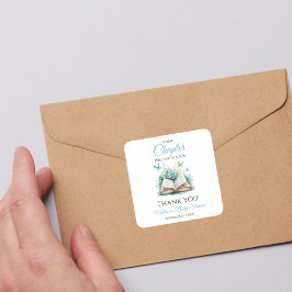 Pegatina Cuadrada New Chapter Blue Boy Brunch StoryBook Baby Shower