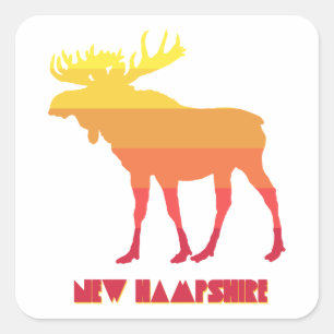 Pegatina Cuadrada New Hampshire Moose