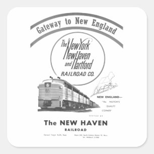 Pegatina Cuadrada New Haven Railroad-Gateway to New England 1950