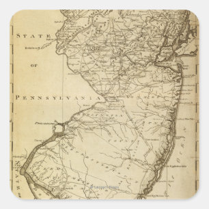 Pegatina Cuadrada New JerseyPanoramic MapNew Jersey