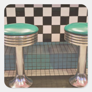 Pegatina Cuadrada New México, Albuquerque. El comensal 66 adelante