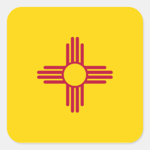 Pegatina Cuadrada New México/bandera mexicana del estado (Zia),