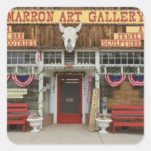 Pegatina Cuadrada New México, el Cimarrón. Galería de arte del