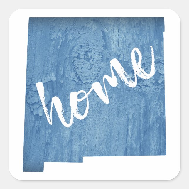 Pegatina Cuadrada New Mexico Home Wood Grain (Anverso)