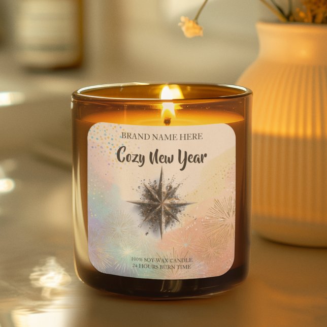 Pegatina Cuadrada New Year Candle Sticker – Warm & Cozy Design (Subido por el creador)