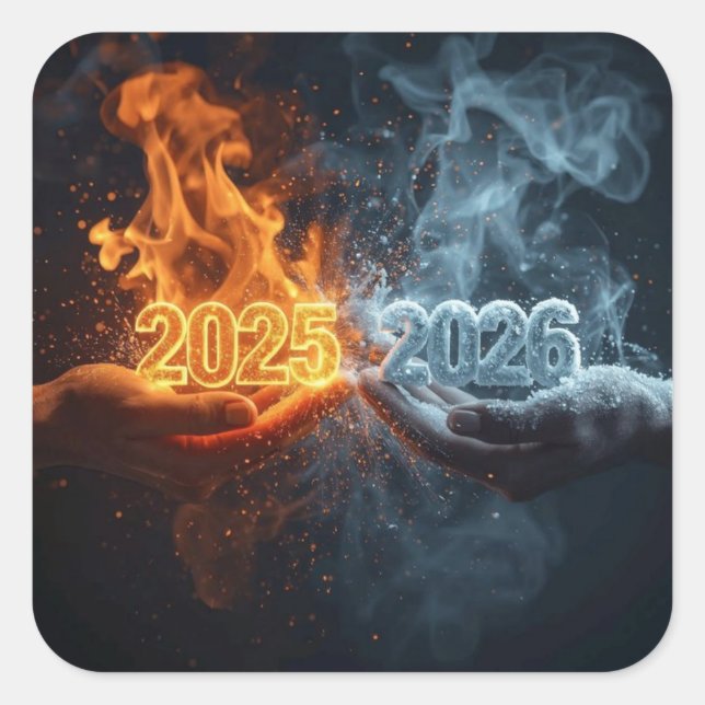 Pegatina Cuadrada New Year New Beginnings Sticker (Anverso)
