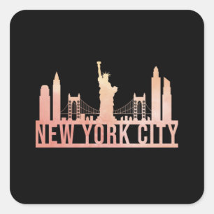 Pegatina Cuadrada New York City USA Cityscape Skyline Funny Gift