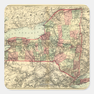 Pegatina Cuadrada New YorkPanoramic MapNew York