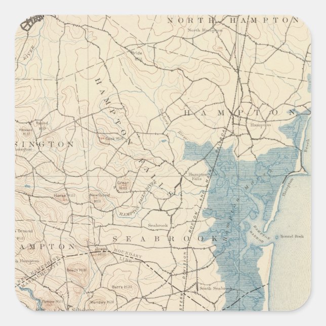 Pegatina Cuadrada Newburyport, Massachusetts (Anverso)