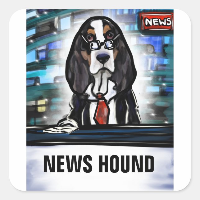 PEGATINA CUADRADA NEWS HOUND (Anverso)