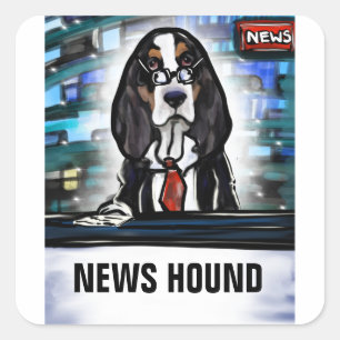 PEGATINA CUADRADA NEWS HOUND