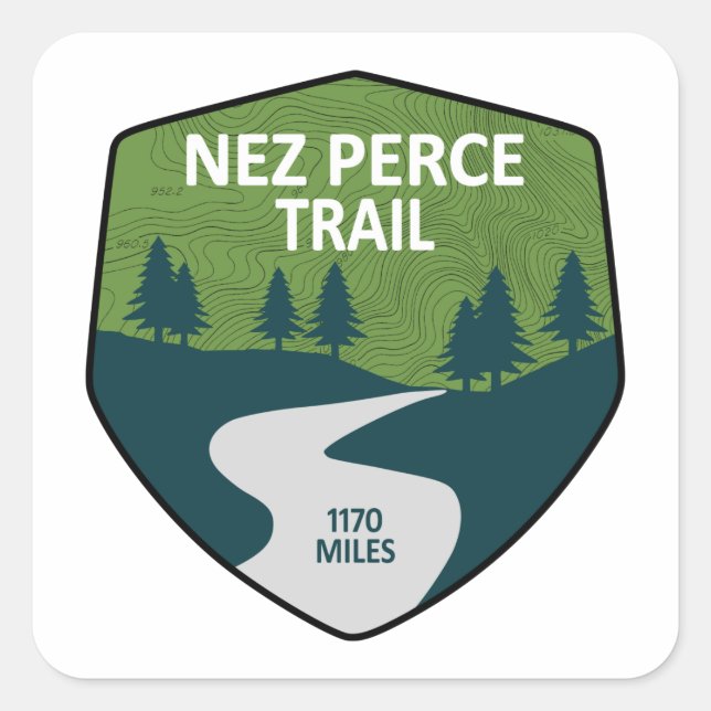 Pegatina Cuadrada Nez Perce Trail (Anverso)