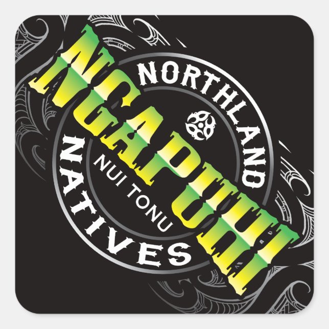 Pegatina Cuadrada Ngapuhi Lifer Chrome (Anverso)