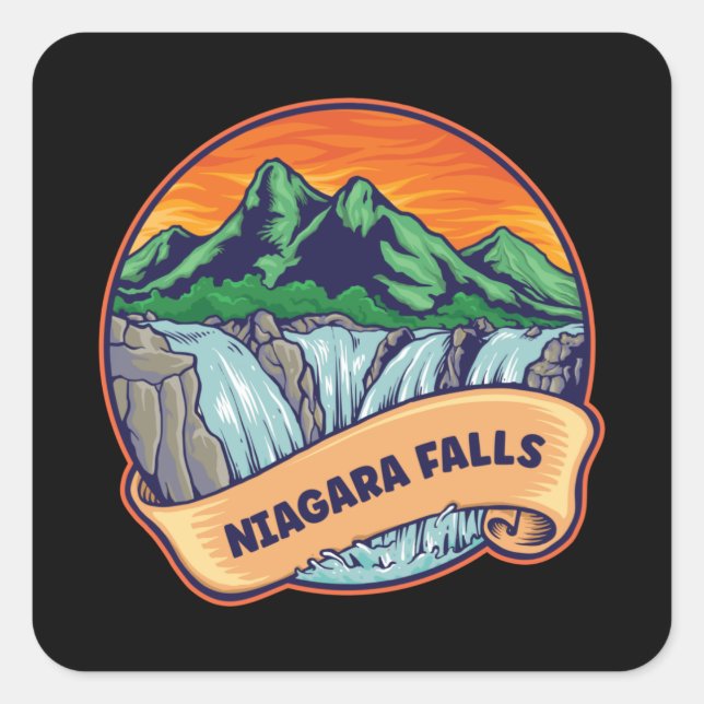 Pegatina Cuadrada Niagara Falls Waterfall Adventure (Anverso)