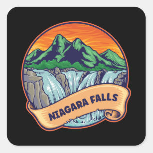Pegatina Cuadrada Niagara Falls Waterfall Adventure