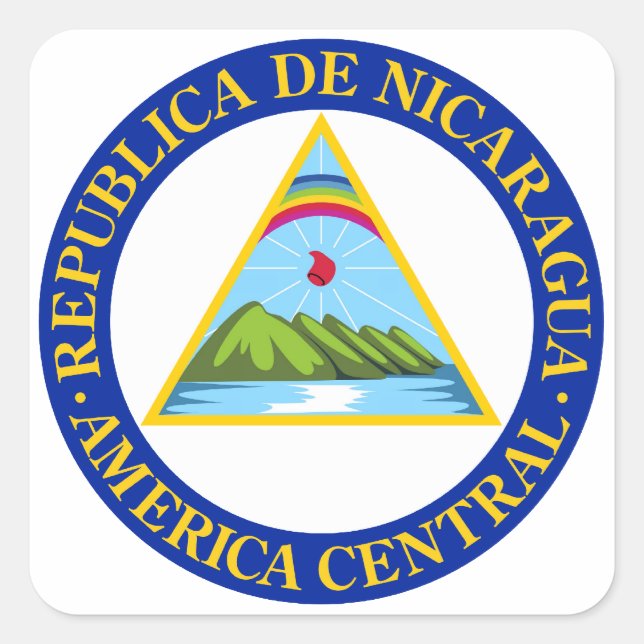Pegatina Cuadrada NICARAGUA - bandera/emblema/escudo de armas/símbol (Anverso)