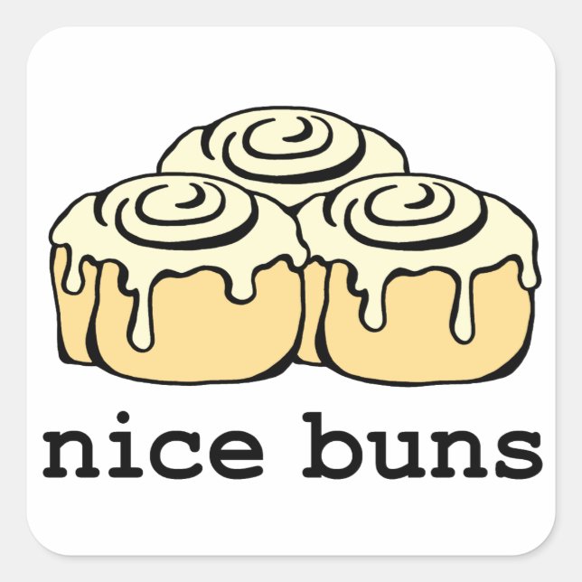 Pegatina Cuadrada Nice Buns Personalizado Cinnamon Roll (Anverso)