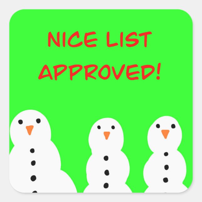 Pegatina Cuadrada Nice list approved stickers! (Anverso)