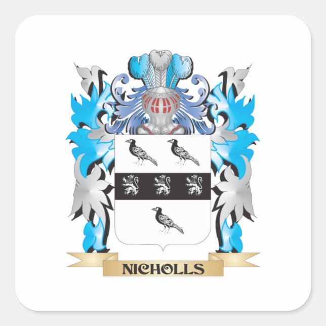 Pegatina Cuadrada Nicholls Coat of Arms - Family Crest (Anverso)