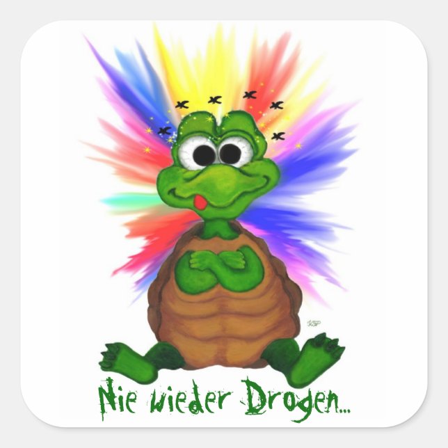 Pegatina Cuadrada Nie wieder Drogen (Anverso)