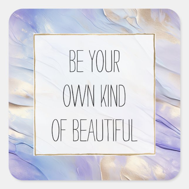 Pegatina Cuadrada Niebla Azul Púrpura Soñadora Perla Dorada (Anverso)