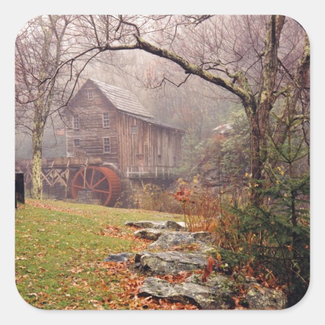 Pegatina Cuadrada Niebla matinal (Anverso)