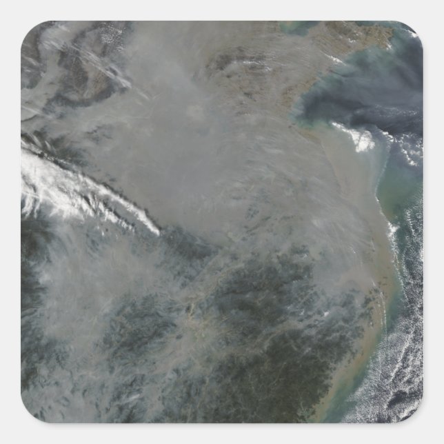 Pegatina Cuadrada Niebla sobre el este de China (Anverso)