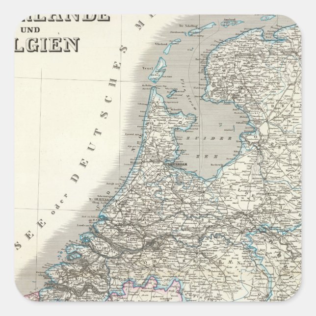 Pegatina Cuadrada Niederlande, Bélgica - Países Bajos, Bélgica (Anverso)