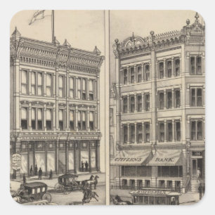 Pegatina Cuadrada Niederlander y ciudadanos banco, Wichita, Kansas