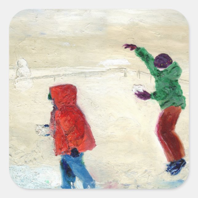 Pegatina Cuadrada ¡Nieve! 2014 (Anverso)