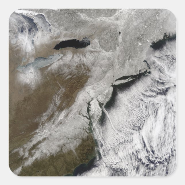 Pegatina Cuadrada Nieve a través del noreste de Estados Unidos (Anverso)