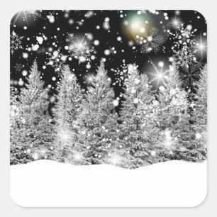Pegatina Cuadrada Nieve del solsticio de invierno
