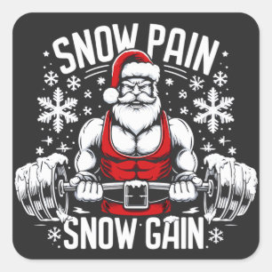 Pegatina Cuadrada Nieve Dolor Nieve Ganar Navidades festivos Gym Wor