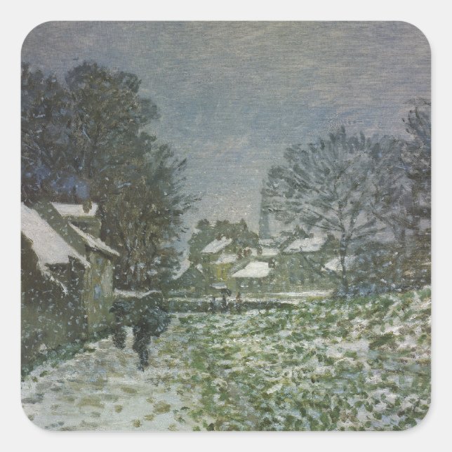 Pegatina Cuadrada Nieve en Argentina por Claude Monet (Anverso)