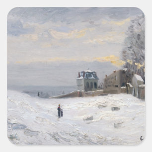 Pegatina Cuadrada Nieve en Montmartre, 1869