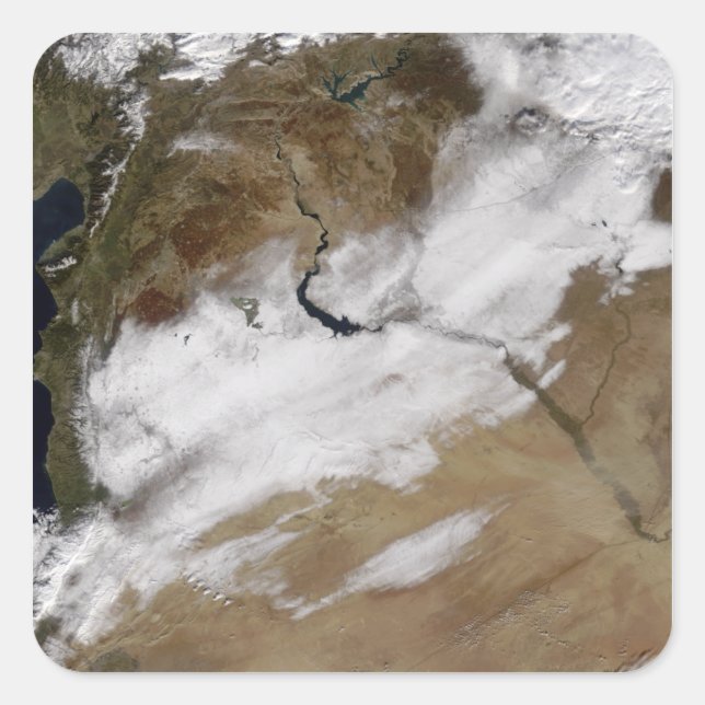 Pegatina Cuadrada Nieve en Siria (Anverso)