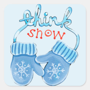 Pegatina Cuadrada Nieve Mittens Christmas Sticker