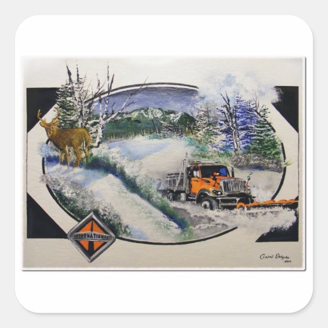 Pegatina Cuadrada Nieve PLow (Anverso)